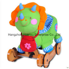 Multifunction Stuffed Rocking Animal-Dinosaur Rocker with Wheels